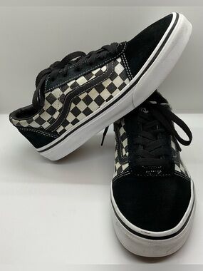 Vans Old Skool Youth Checkerboard Black White Suede Canvas Shoes Kids sz 4 Y2K